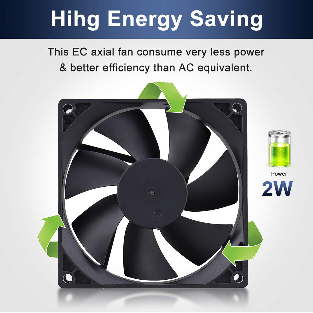 92X25mm Electronic Component Fan 54.8 Cfm Dual Ball Bearings 90V To 270V