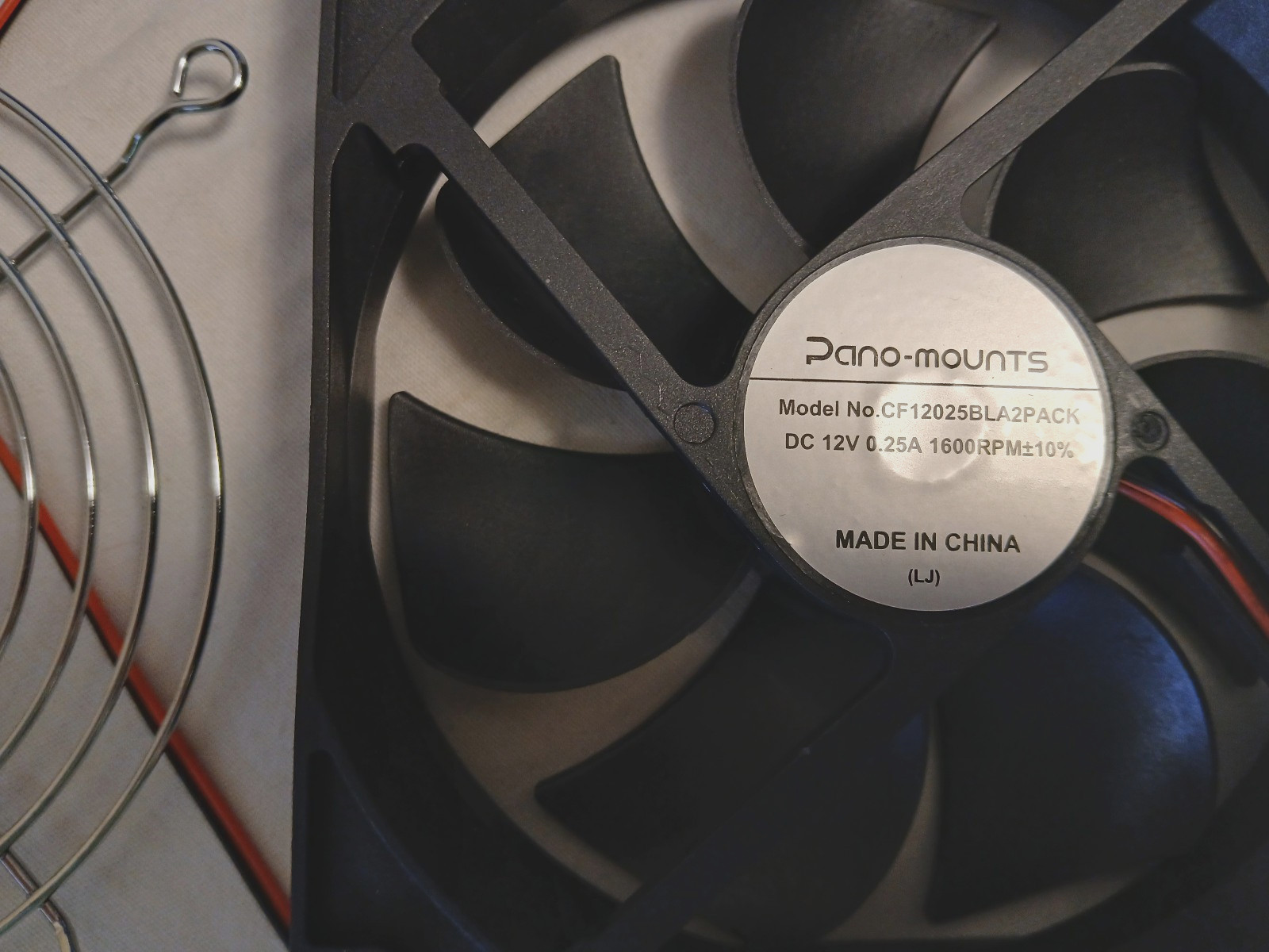 Pano-Mounts 120mm Case/PSU Cooling Fan DC 12V 0.25A 1600RPM w/ Grill