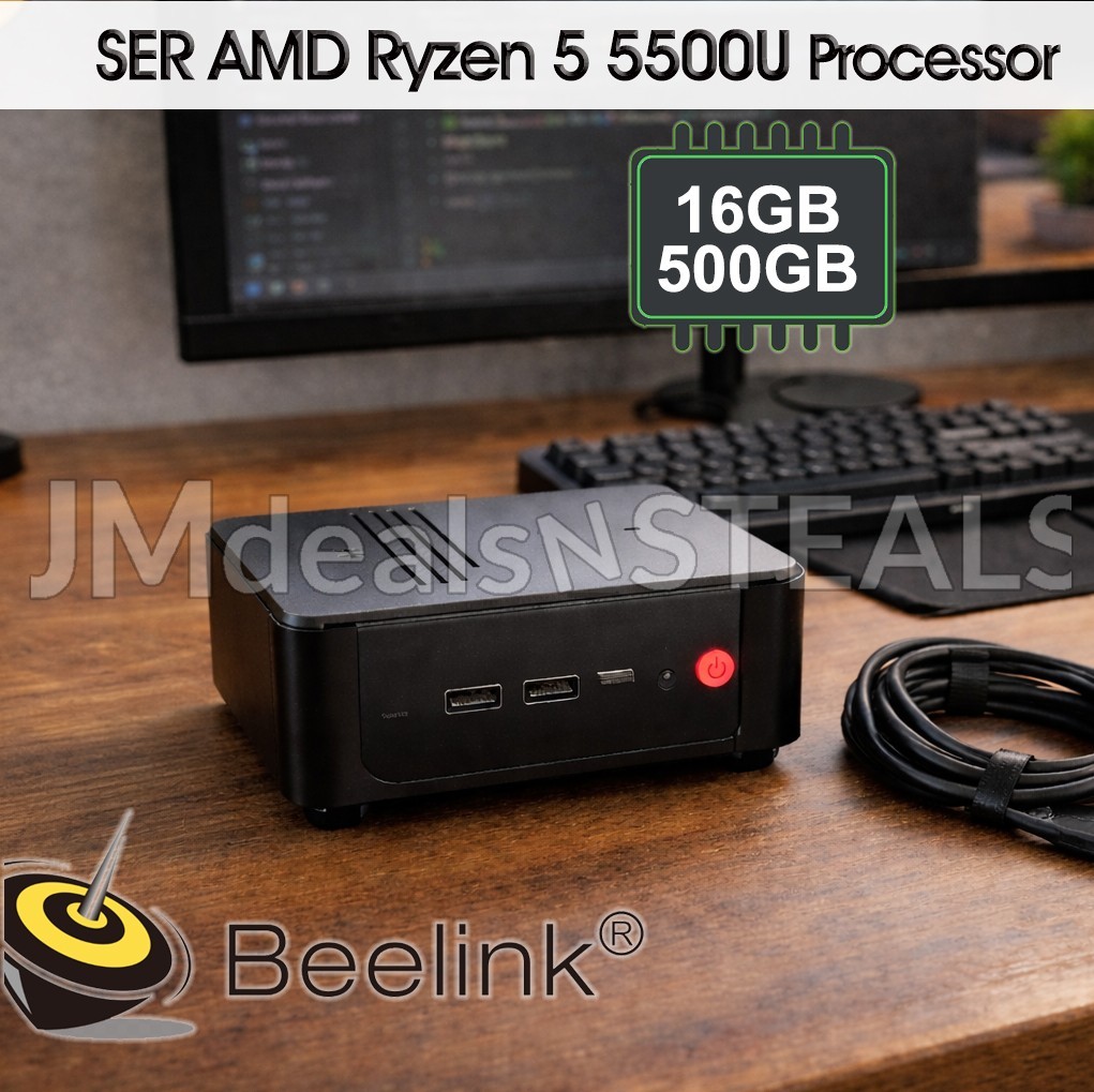 Beelink Mini PC AMD Ryzen 5 5500U(6C/12T, 4.0GHz) 16GB DDR4 RAM 500GB OPEN BOX