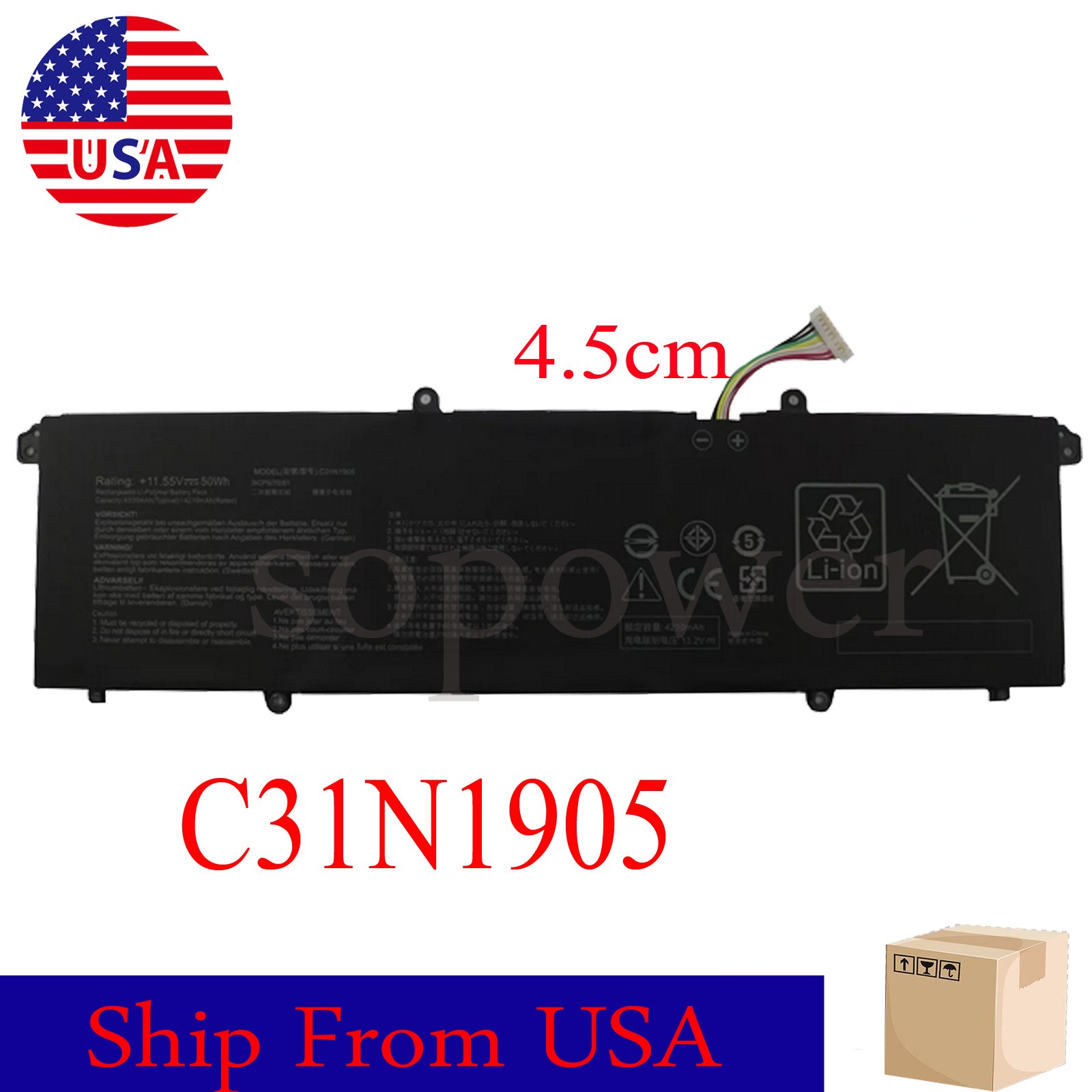 New C31N1905 Battery For ASUS VivoBook S14 M433 S433 S433FL S15 S533 S533EQ 50Wh