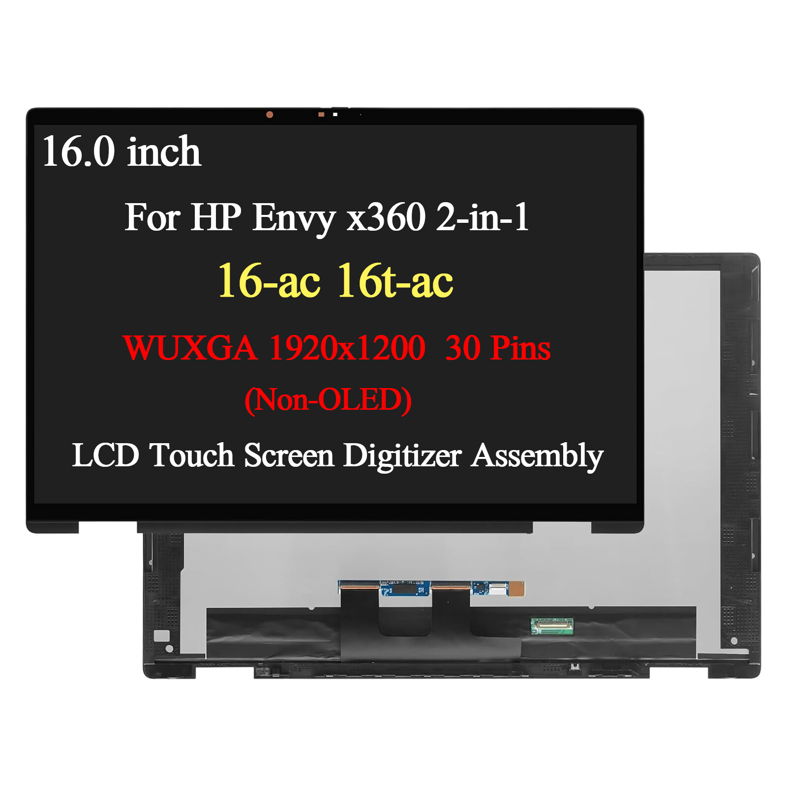 N86625-001 for HP Envy x360 2-in-1 16-ac0000 16-ac0xxx LCD Touch Screen Assembly