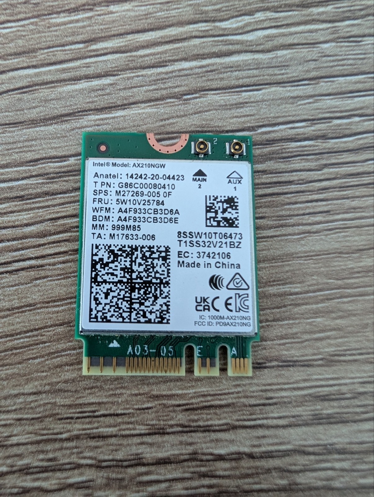 Intel Wi-Fi 6E AX210NGW M.2 NGFF Bluetooth 5.3 Tri-Band Wireless Card Laptop
