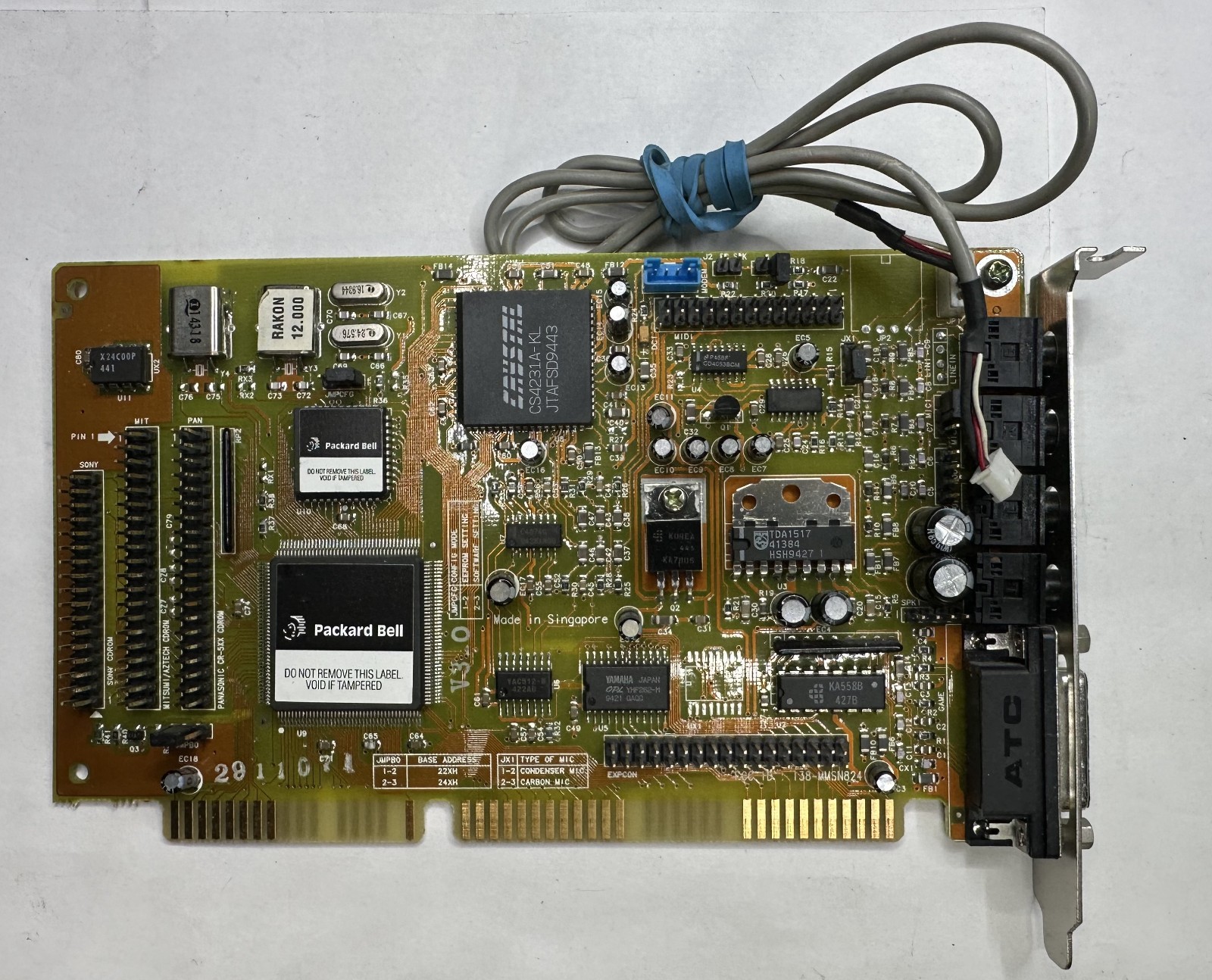 VINTAGE PACKARD BELL AZTEC SOUND GALAXY NOVA EXTRA SOUND CARD ISA YMF262 OPL