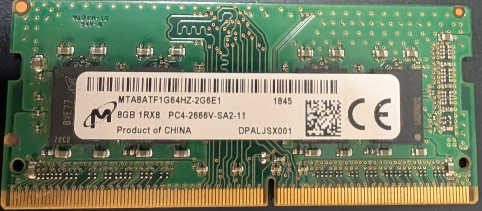MICRON 8GB 1RX8 PC4-2666V-SA2-11-LAP TOP RAM