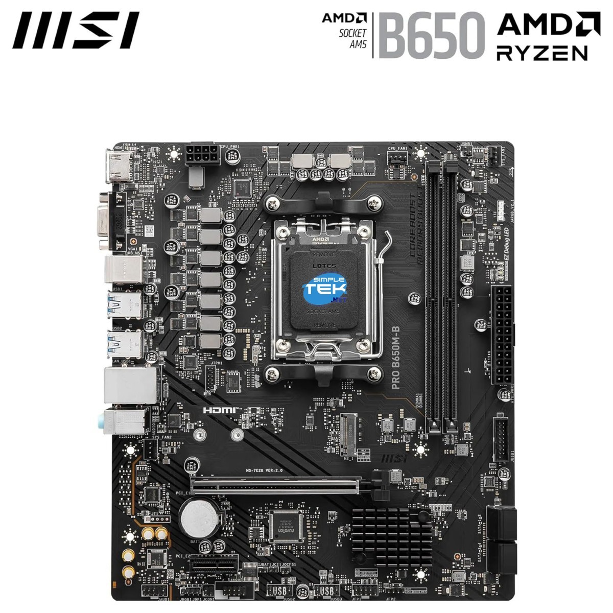 MSI Pro B650M-B MicroATX Motherboard 2x DDR5 DIMM M.2 Gen4 NVMe PCIe 4.0 X16