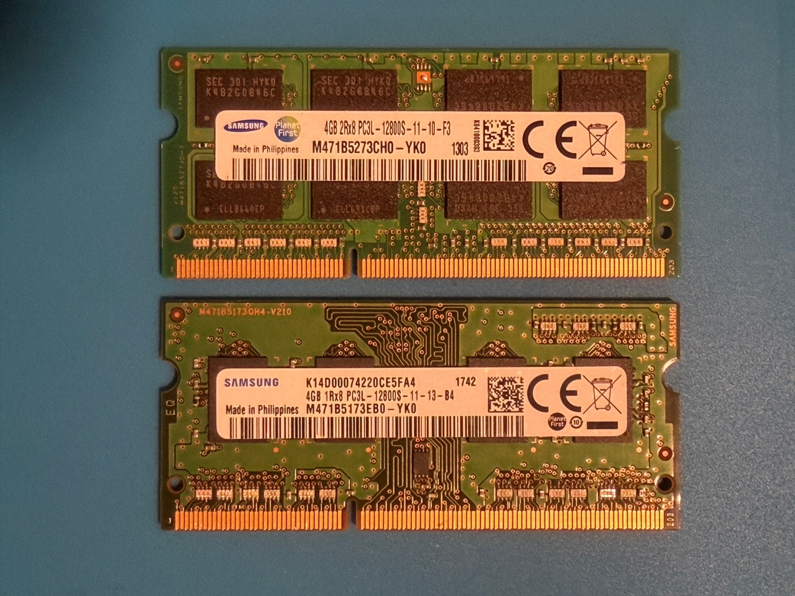 8GB TOTAL -2X Samsung Laptop Memory 4GB 1Rx8 PC3L-12800S, 4Gb 2Rx8 PC3-12800S