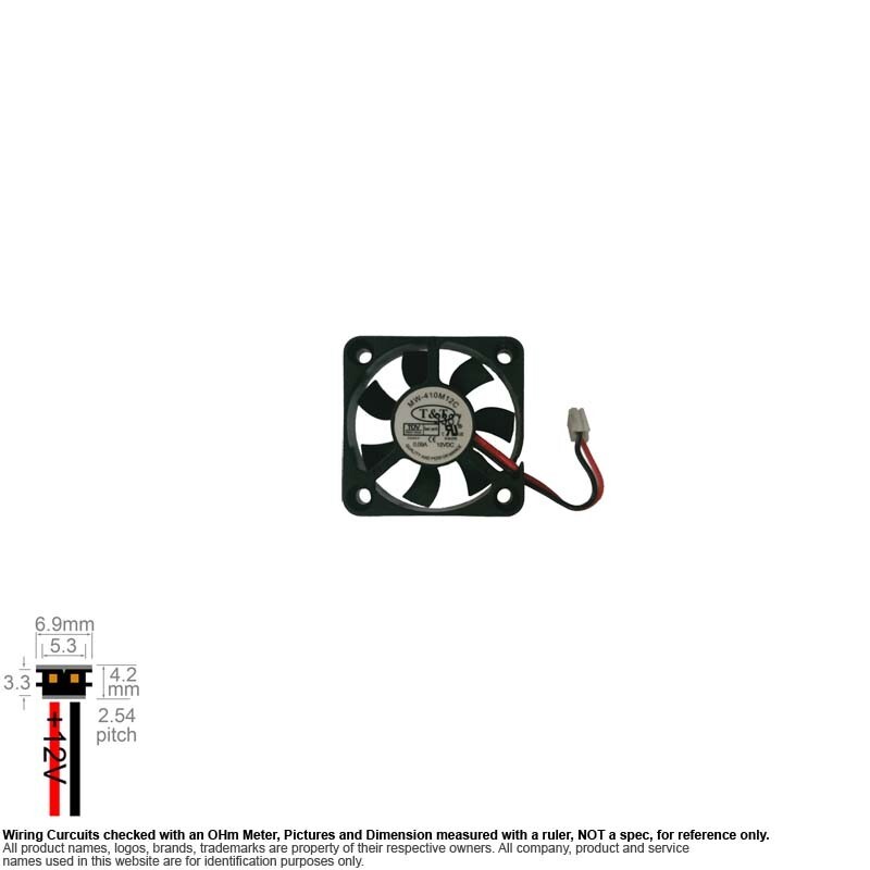 Fan Axial Muffin Cooling DC 12V 40mm 40x40x10 0.09A T&T MW-410M12C 2-pin