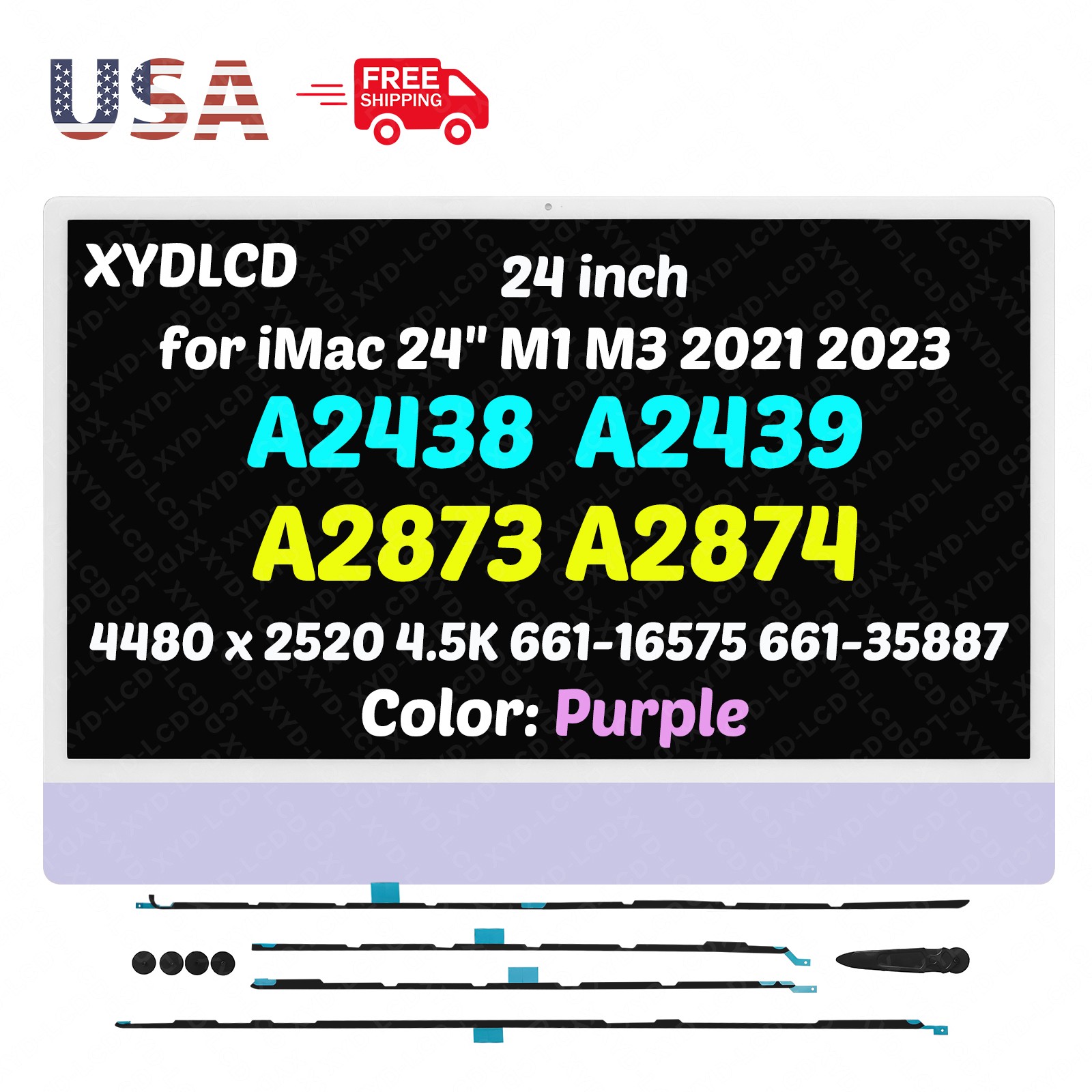 for iMac 24″ A2438 EMC3663 MGPM3LL/A MGPN3LL/A MGPK3LL/A LCD Screen Display 4.5K
