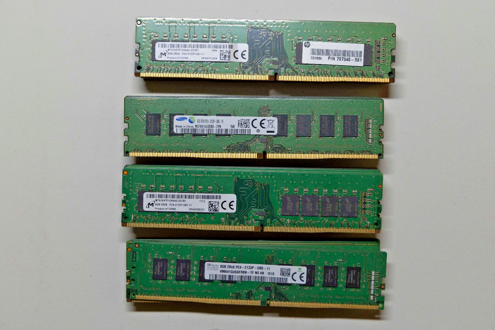 Lot of 38 8GB DDR4 2133 Desktop RAM Memopry Modules Major Brands