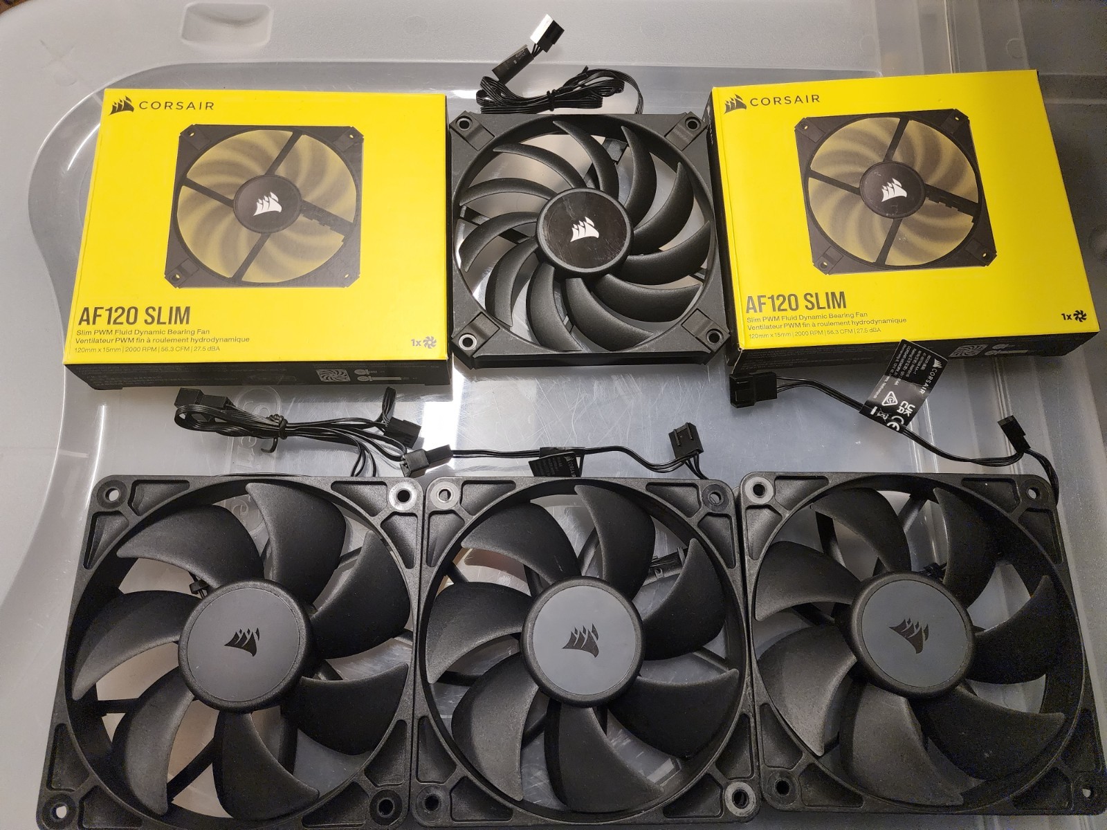6 X Corsair Black 120mm PWM Premium PC Fans (3X RS120 + 3X AF120 Slim) NEW