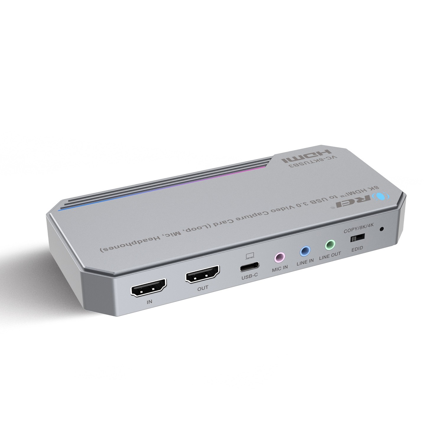 OREI 8K HDMI™ to USB 3.0 Video Capture Card Loop, Mic, Headphones (VC-8KTUSB3)
