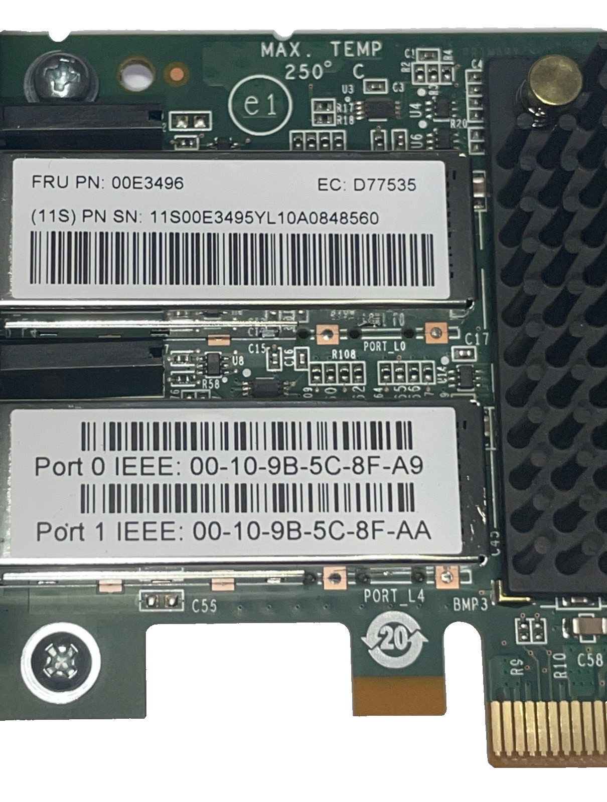 IBM 00E3496 PCIe x8 Dual Port 2x 16Gb FC SFP+ Server Adapter Full Profile