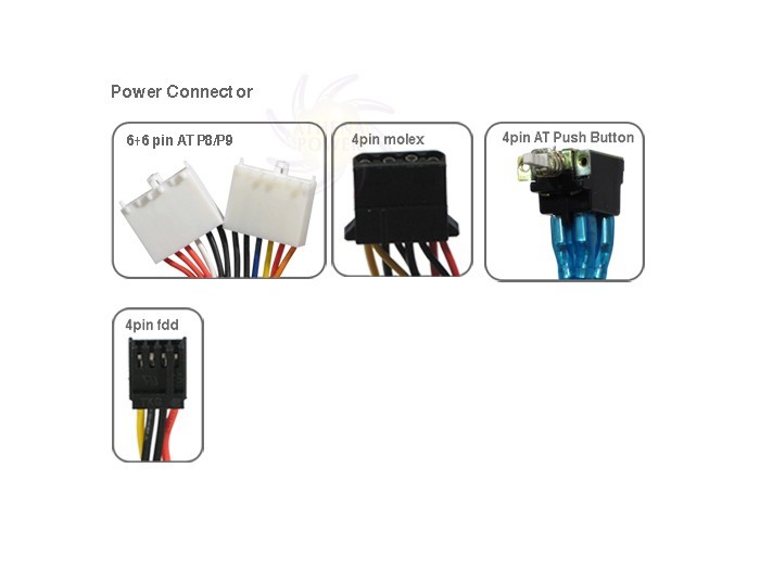 Athena Power AP-AT30 300W AT Power Supply 6Pin P8 + 6pin P9 Connector