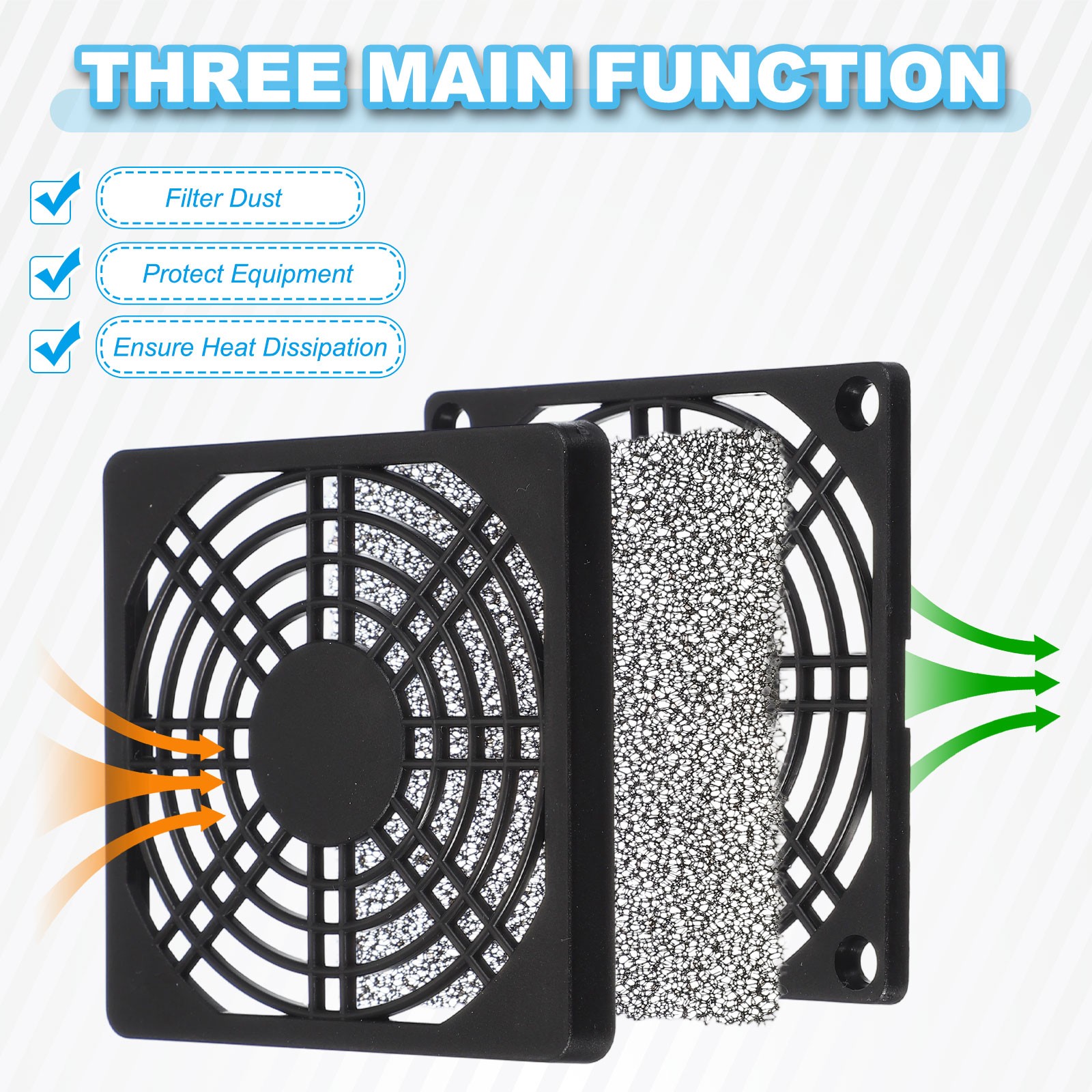 6 Pcs 80mm Fan Filter Grill Plastic Ventilation Grill Cover with Screws, Black