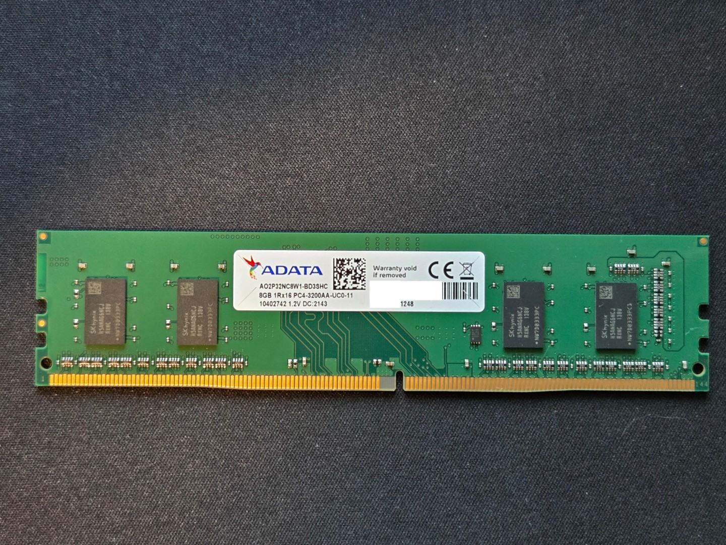 ADATA 8GB DDR4-3200 PC4-25600 A02P32NC8W1-BD3SHC