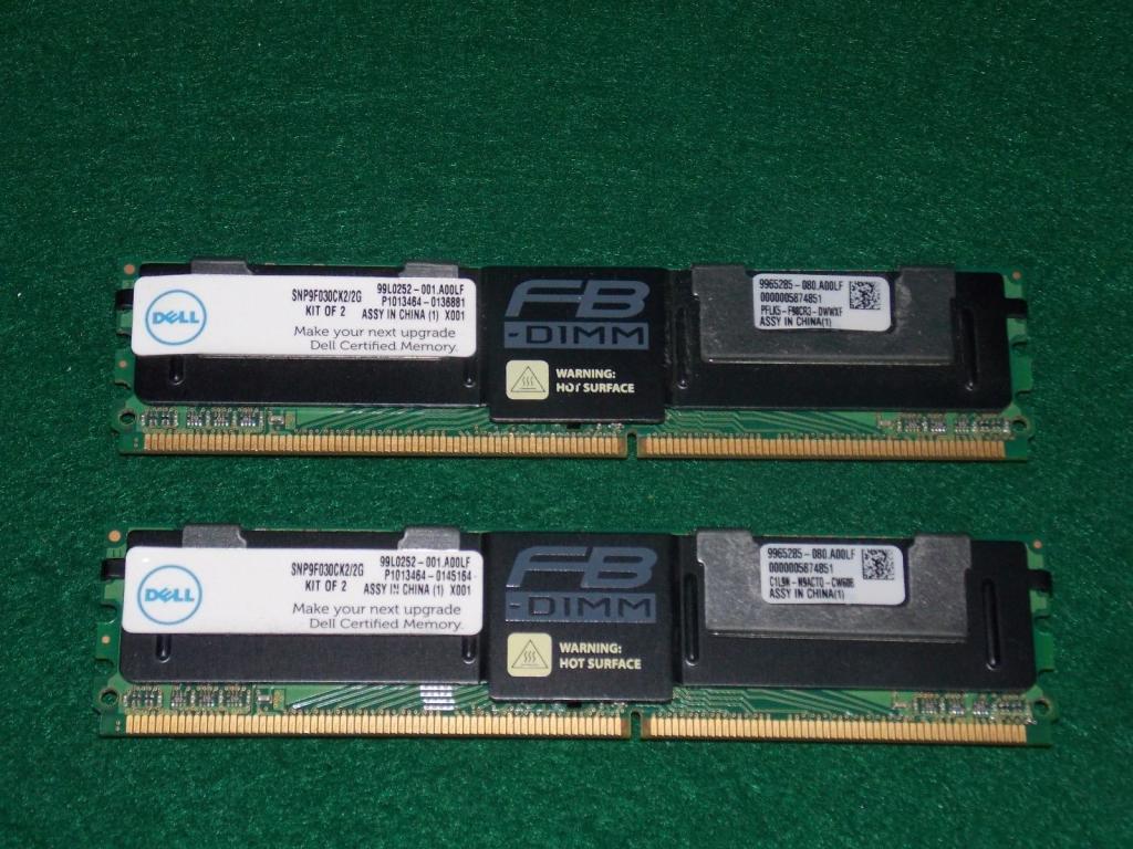 Dell SNP9F030CK2/2G Poweredge 2GB 667MHz PC2-5300 ECC DDR2 (2x 1GB) Memory Kit
