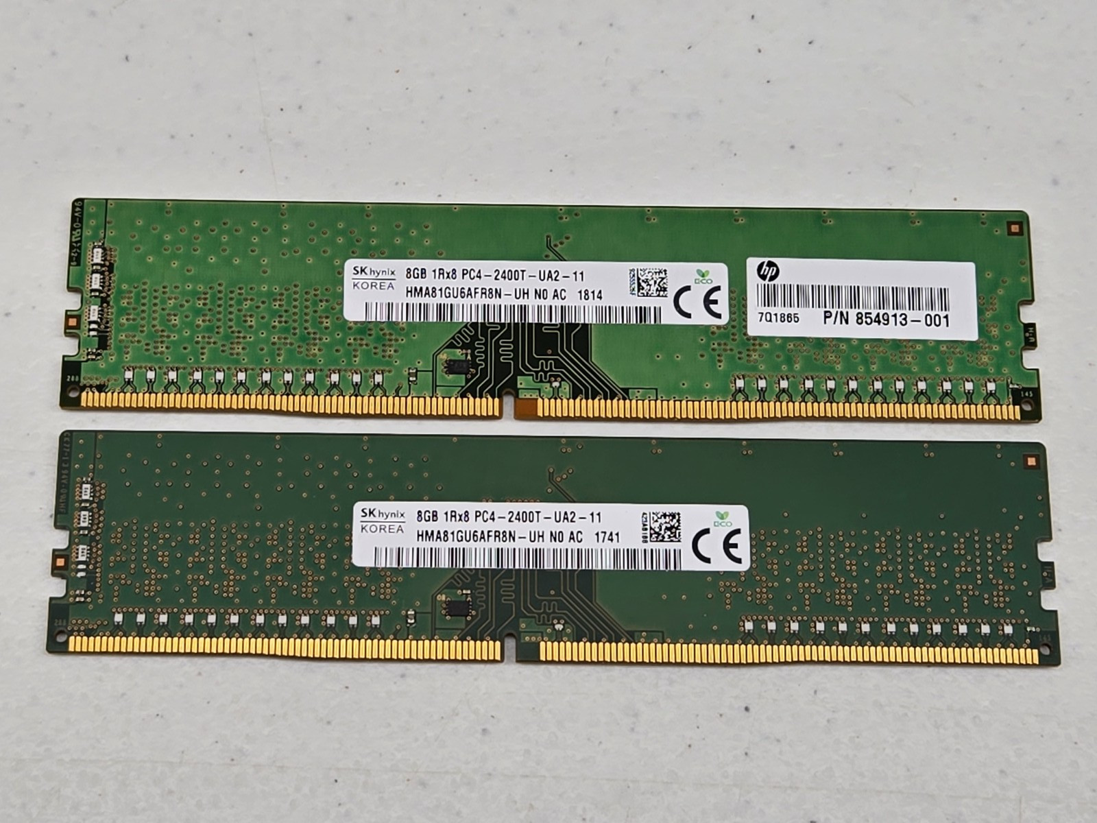 Lot of 2 SK hynix 8 GB PC RAM (16 GB Total) 1Rx8 DDR4 PC4-2400T HMA81GU6AFR8N-UH
