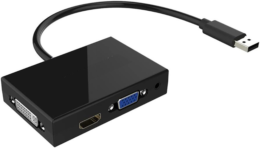 Dual Video Graphics Card Adapter With 1080P DVI VGA Outputs For USB 3.0 Windows