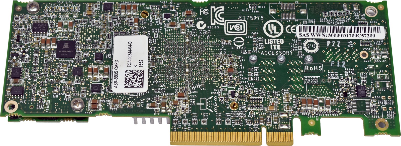 Adaptec ASR-8805 2-12G SAS 1GB Cache PCIe x8 3.0 RAID Controller TCA-00344-04-D