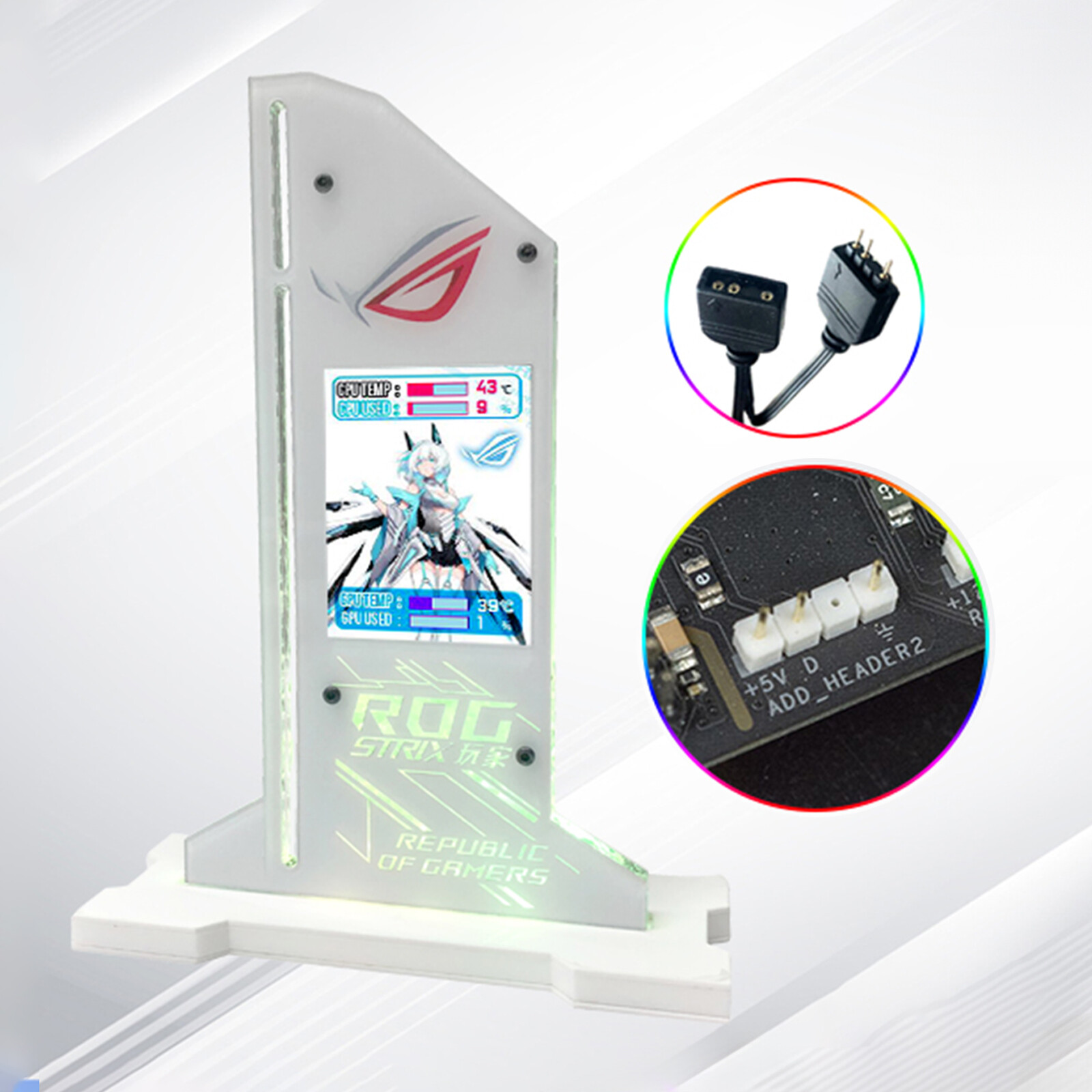 Graphic Video Card Bracket VGA Holder 2.4″ LCD RGB CPU GPU RAM Monitor