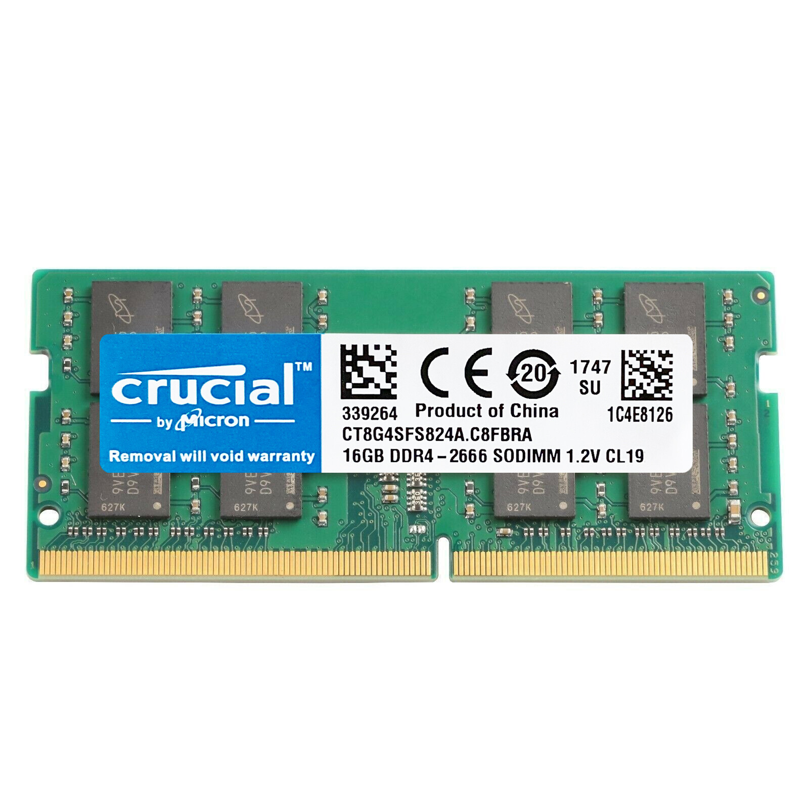 Crucial DDR4 32GB KIT 2 x 16GB 2666 MHz PC4-21300 SODIMM 260-Pin Laptop Memory