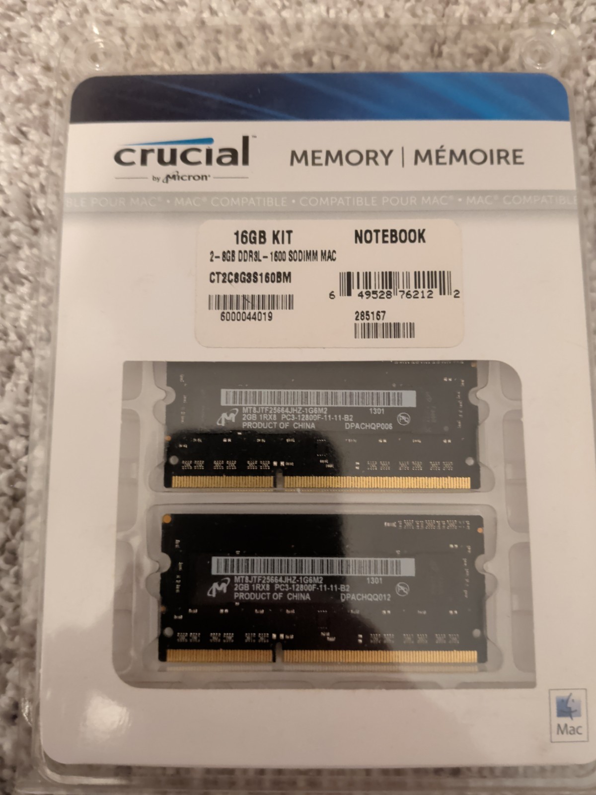 Micron 2gbx2 DDR3-1600 PC3-12800F 1Rx8 Memory RAM MT8JTF25664JHZ-1G6M2