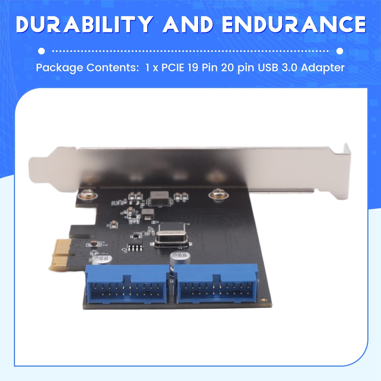 PCI Express USB 3.0 19 Pin Expansion Card PCIE 1X to 2 Ports USB 3 19 Pin1528