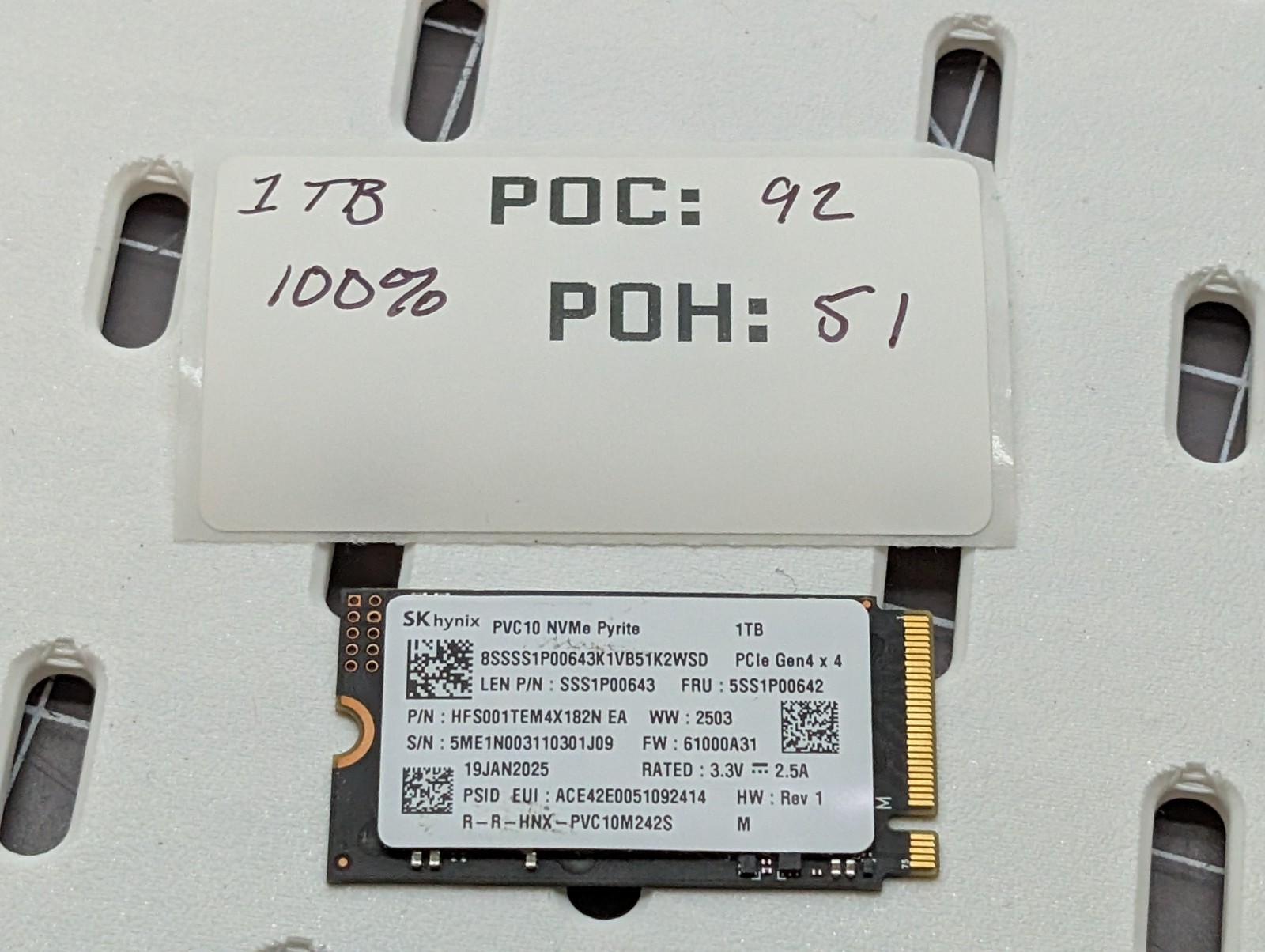 SSS1P00643 Lenovo 1TB NVMe PCIe Gen4x4 M.2 2242 SSD Drive