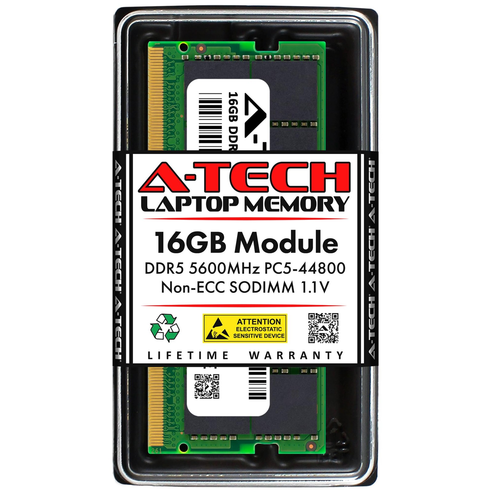 16GB DDR5 5600MHz PC5-44800 CL46 SODIMM 1.1V Non-ECC Unbuffered SO-DIMM 262-Pin