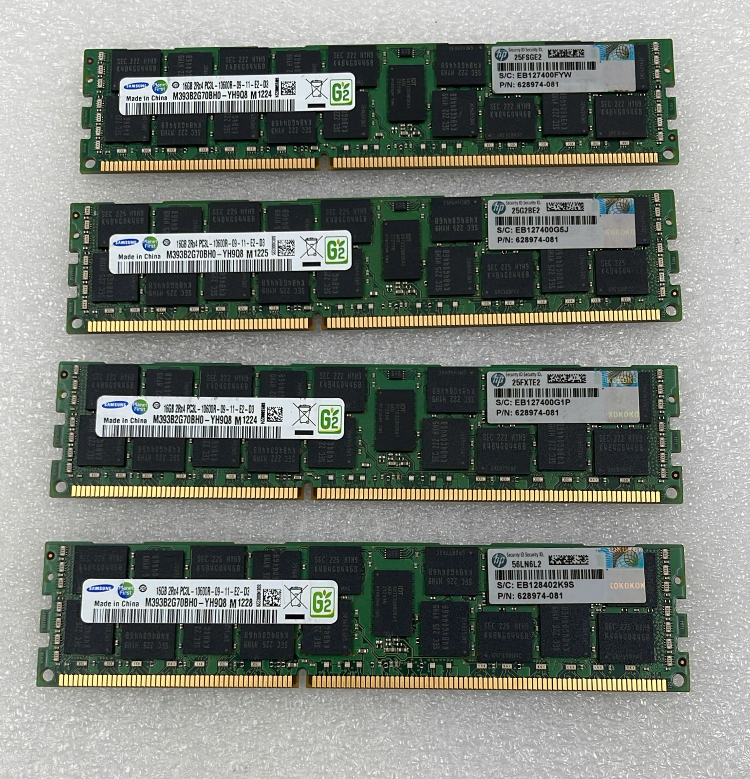 [LOT 4] SAMSUNG 16GB 2Rx4 PC3L-10600R M393B2G70BH0-YH9Q8 Server Memory RAM *HP*