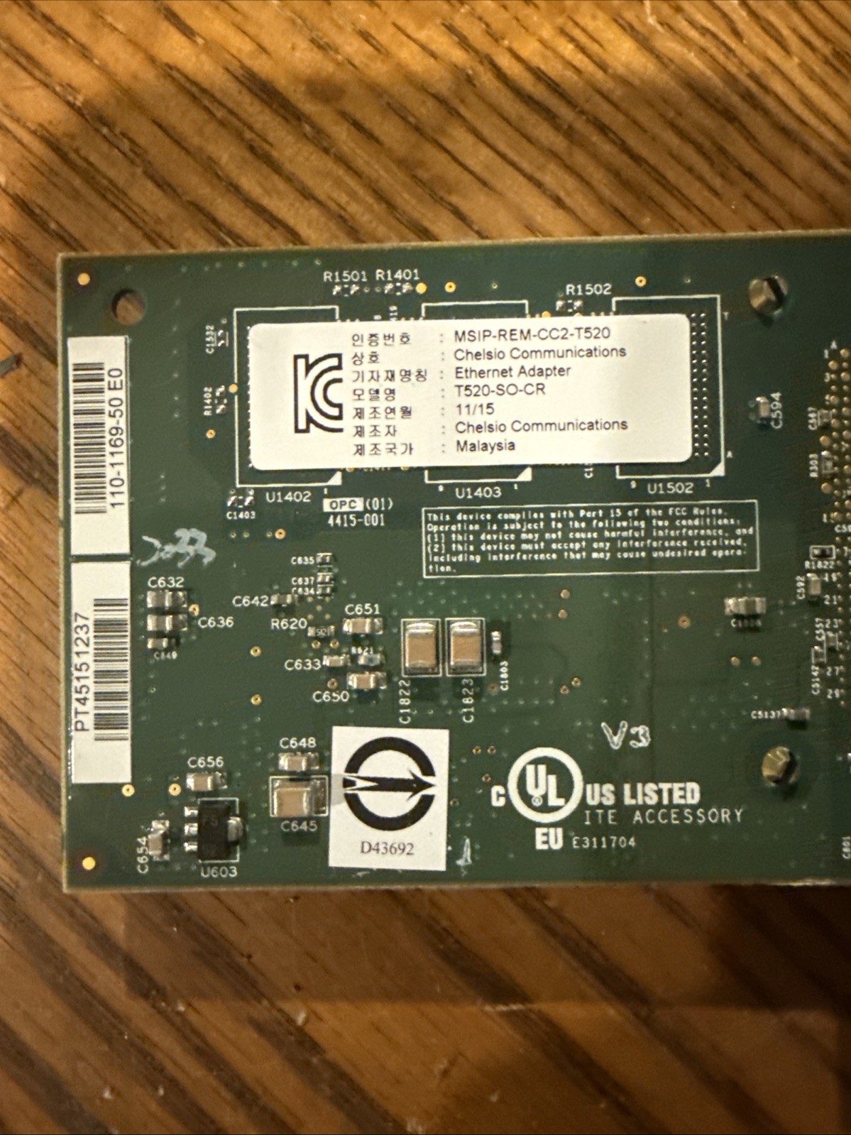 Chelsio T520-SO-CR 110-1180-50 2-Port 10GbE SFP+ PCIe 3.0 x8 Network Adapter SFF