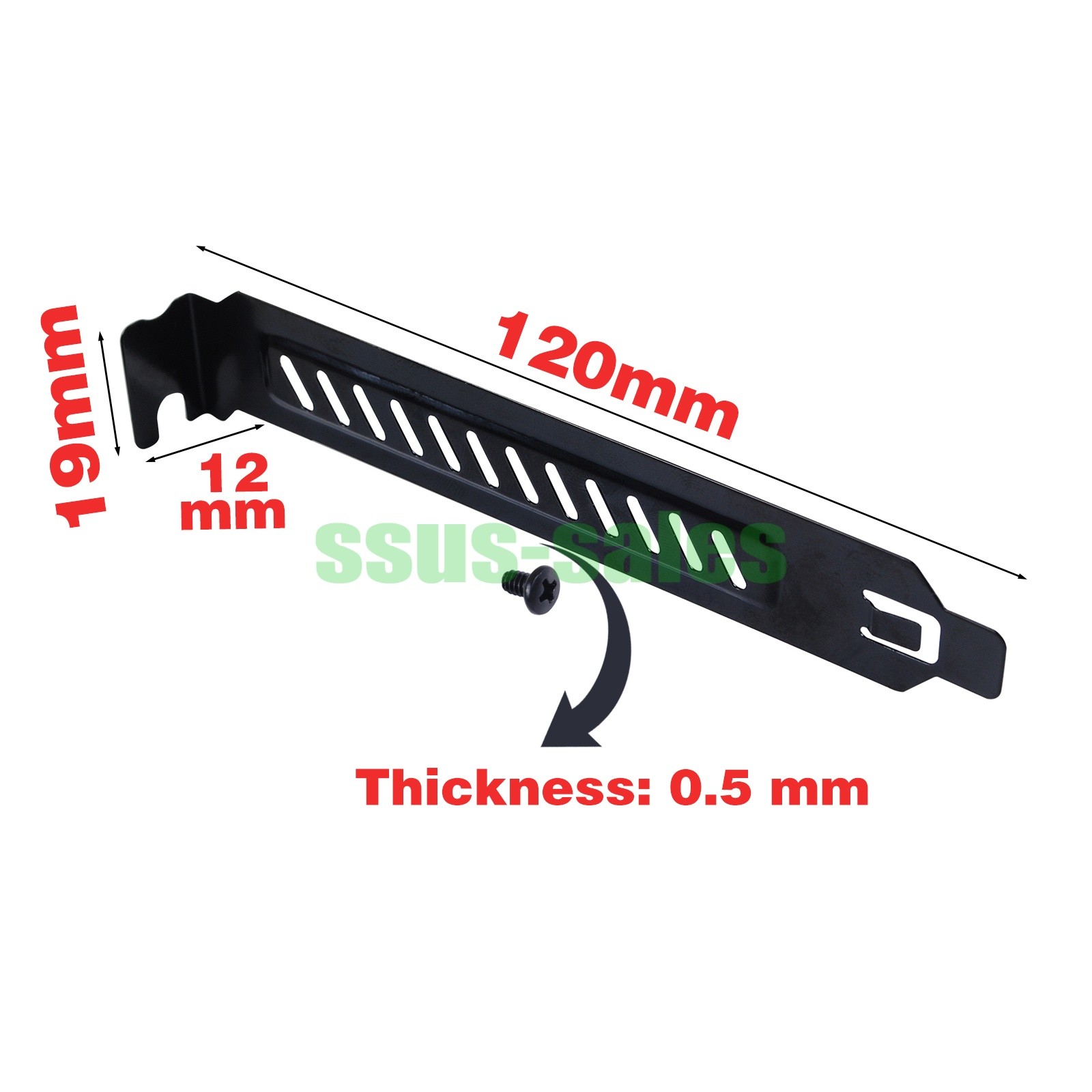 X5 Desktop PC PCI Cooling Slot Dust Filter Bracket Slotted, Black screws