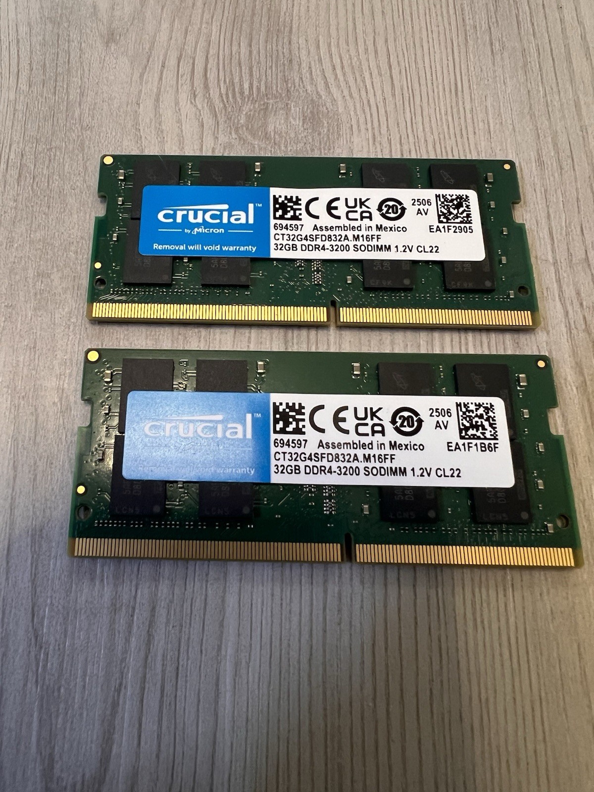 Crucial 64GB (2x32GB) DDR4-3200 SO-DIMM 260-Pin CL22 1.2V CT32G4SFD832A.C16FF