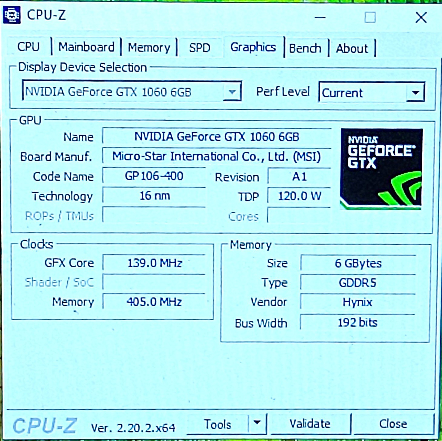 MSI Nvidia GeForce GTX 1060 6GT OCV1 6GB GDDR5 PCIe 128 bit Video Card