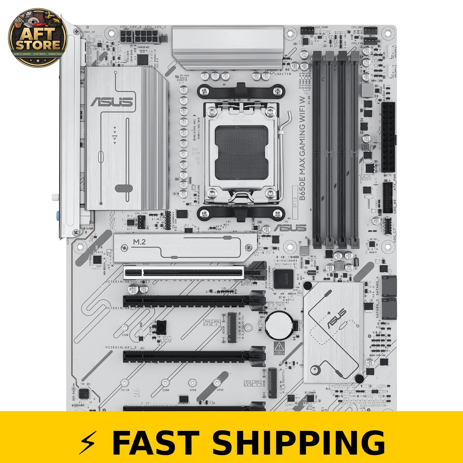 ASUS B650E MAX Gaming WiFi W Motherboard – DDR5, PCIe 5.0, White PCB