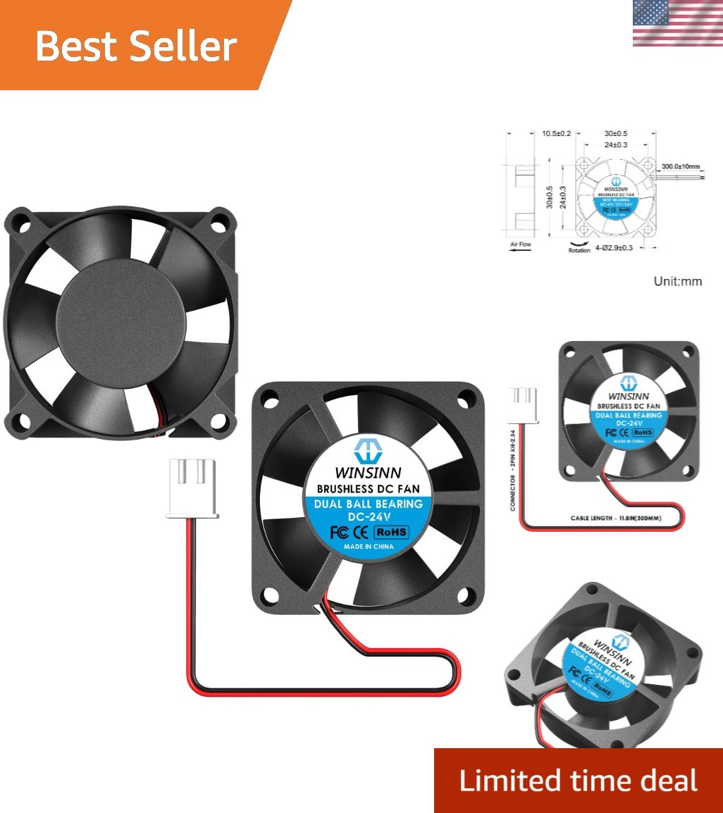 30mm Dual Ball Bearing Fan 24V – Silent & Powerful Cooling for DIY Projects