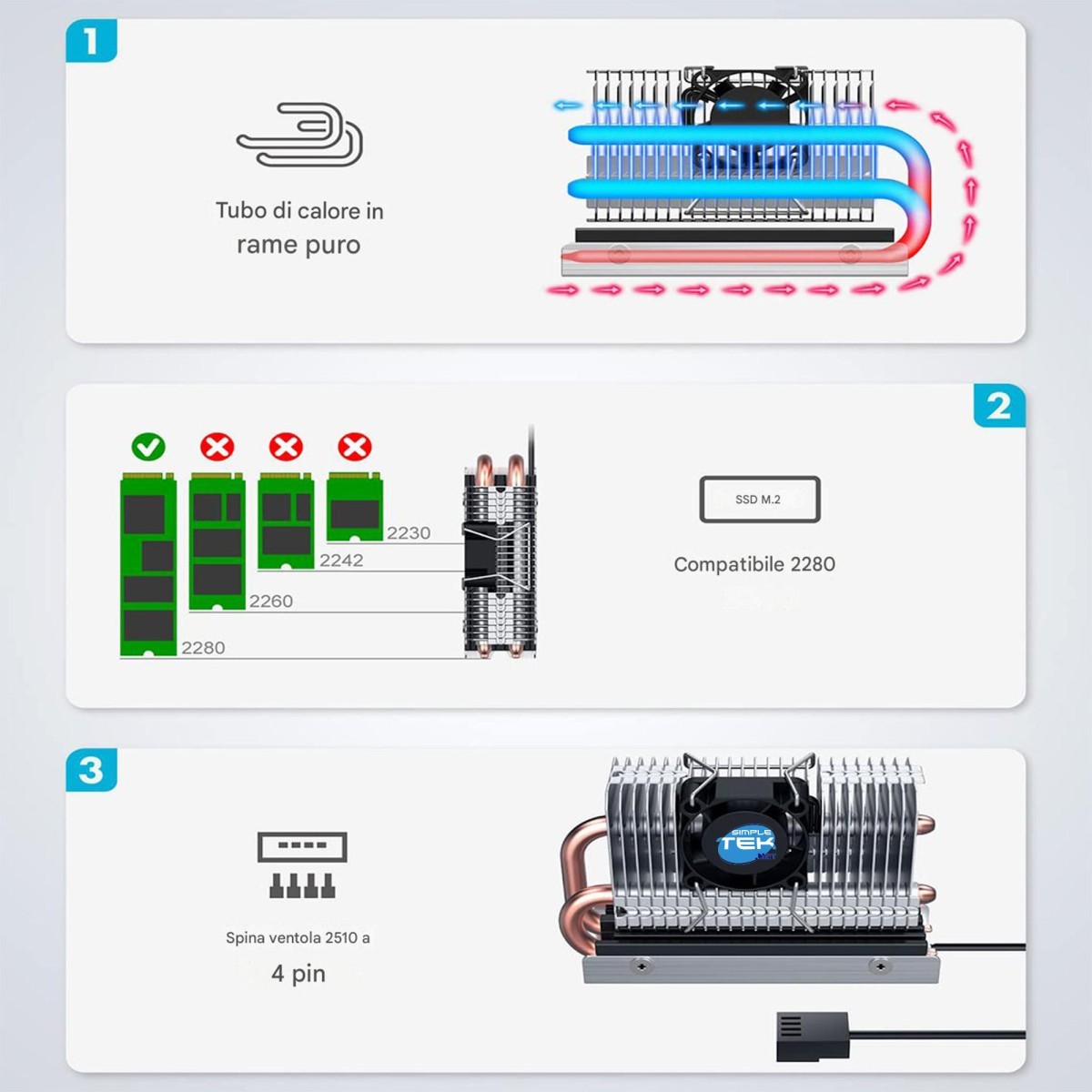 Active Heat Sink With Fan For M.2 SATA NVME 2280 NGFF SSD