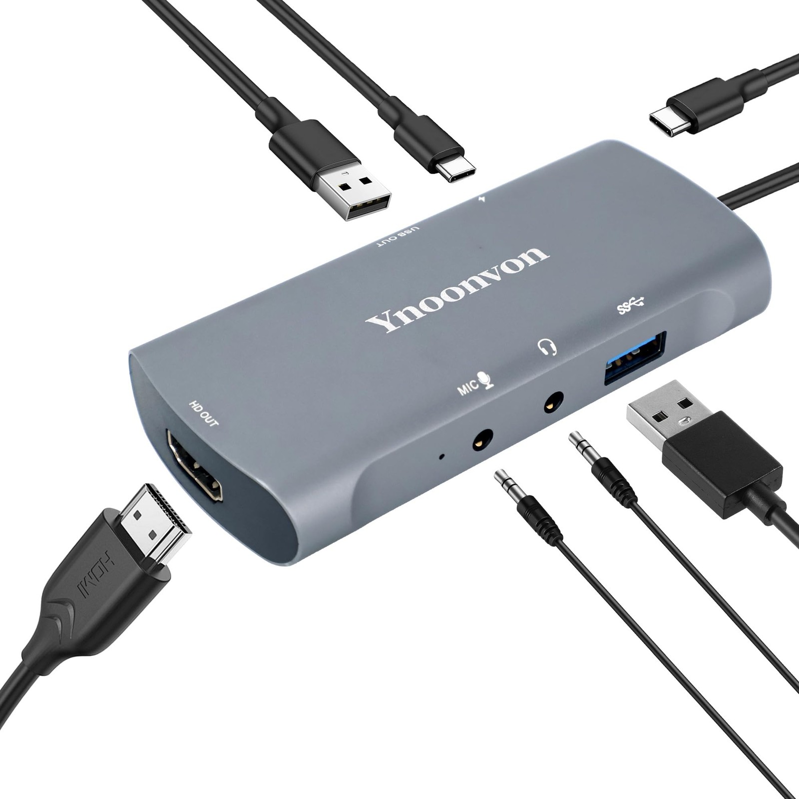 6-in-1 USB-C Video Capture Card Docking Station, 4K HDMI Loop-Out, 1080p 60fp…