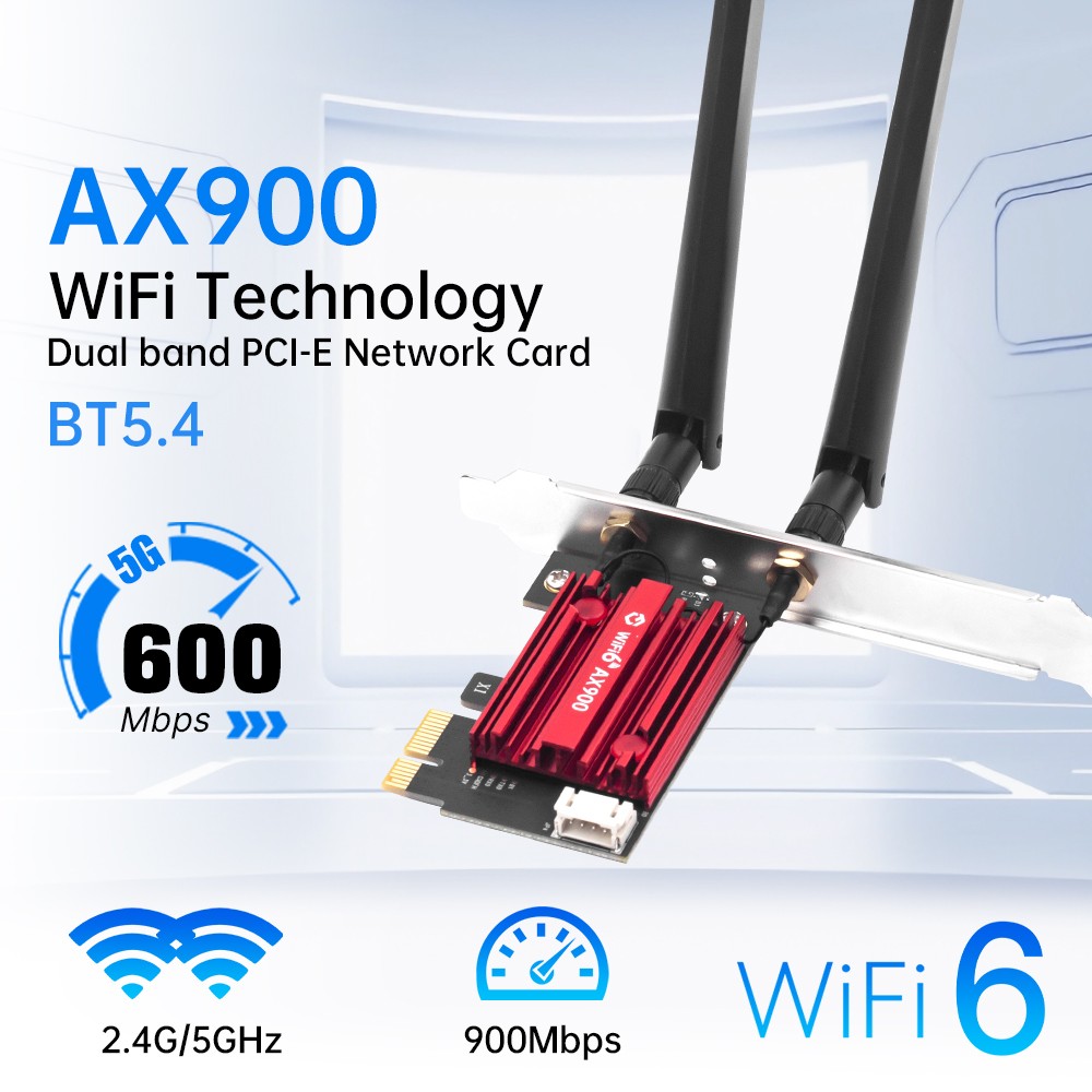 AX900 WiFi 6 802.11AX Adapter BT 5.4 Dual Band PCIe 900Mbps Desktop Network Crad