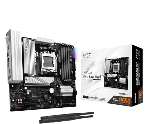 ASRock B650M Pro X3D WiFi AM5 Micro-ATX Motherboard: AMD Ryzen 9000/8000/7000 |