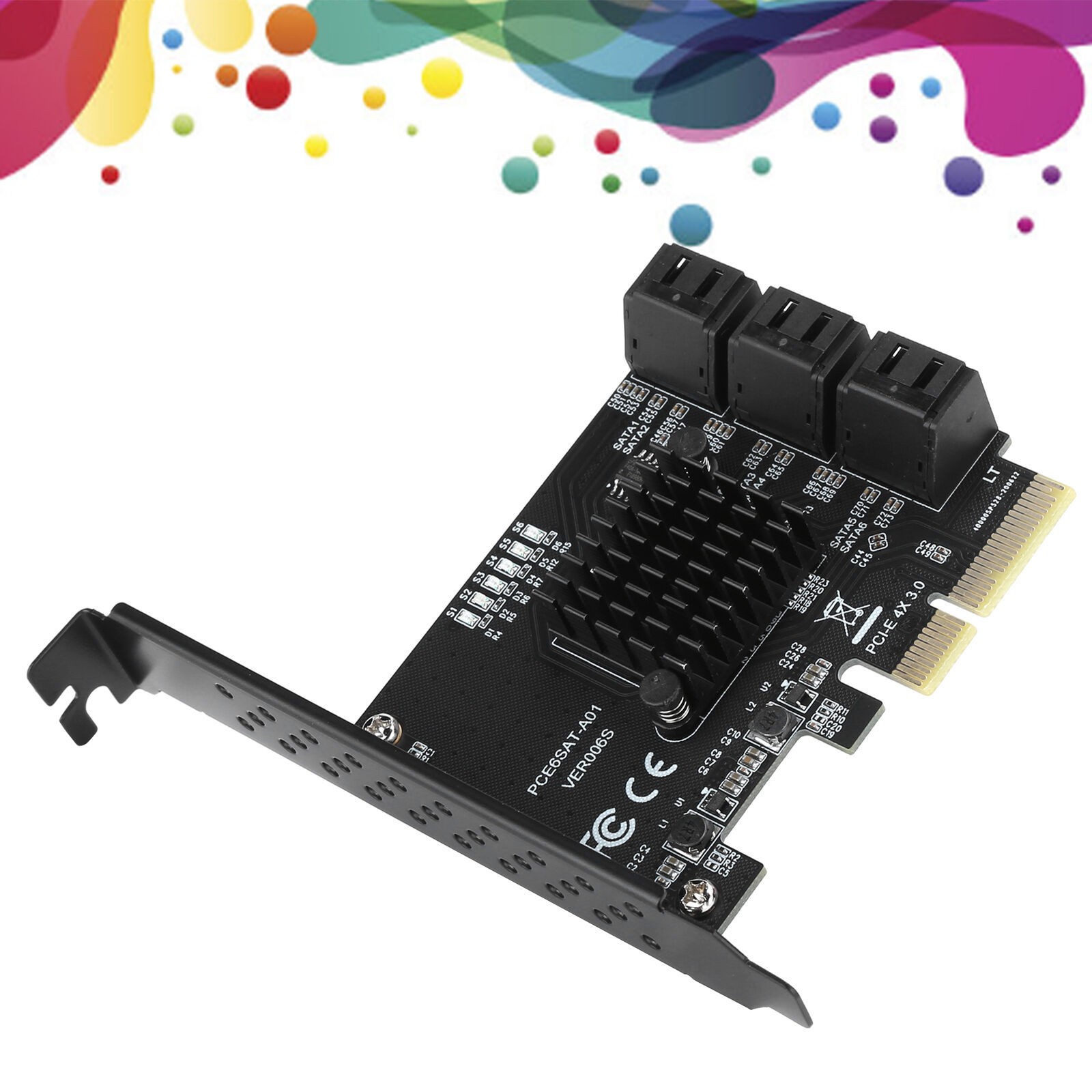PCI-E X4 X8 X16 To 6 Port SATA3.0 Expansion Card Adapter For ASMedia ASM1166 d