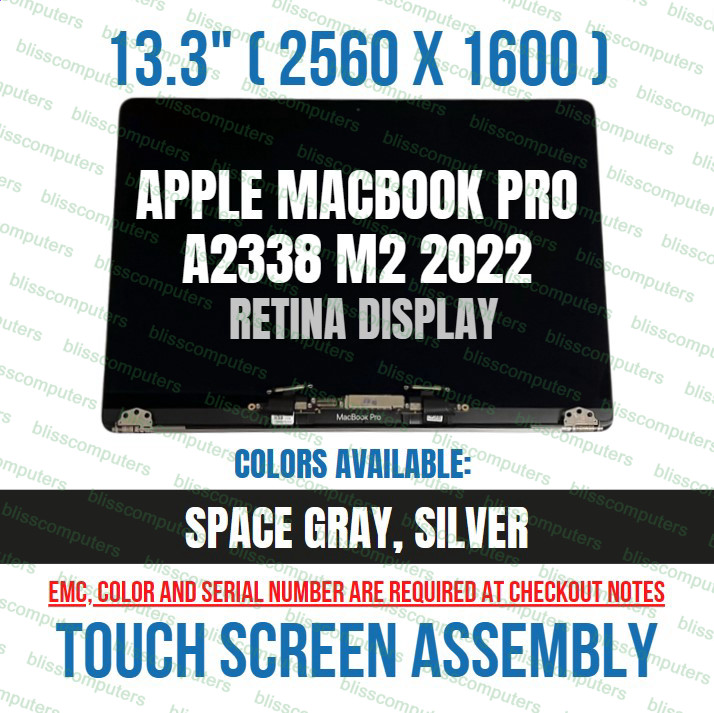 A2338 Apple MACBOOK PRO 13″ M2 2022 LCD ASSEMBLY EMC 8162 Silver Gray