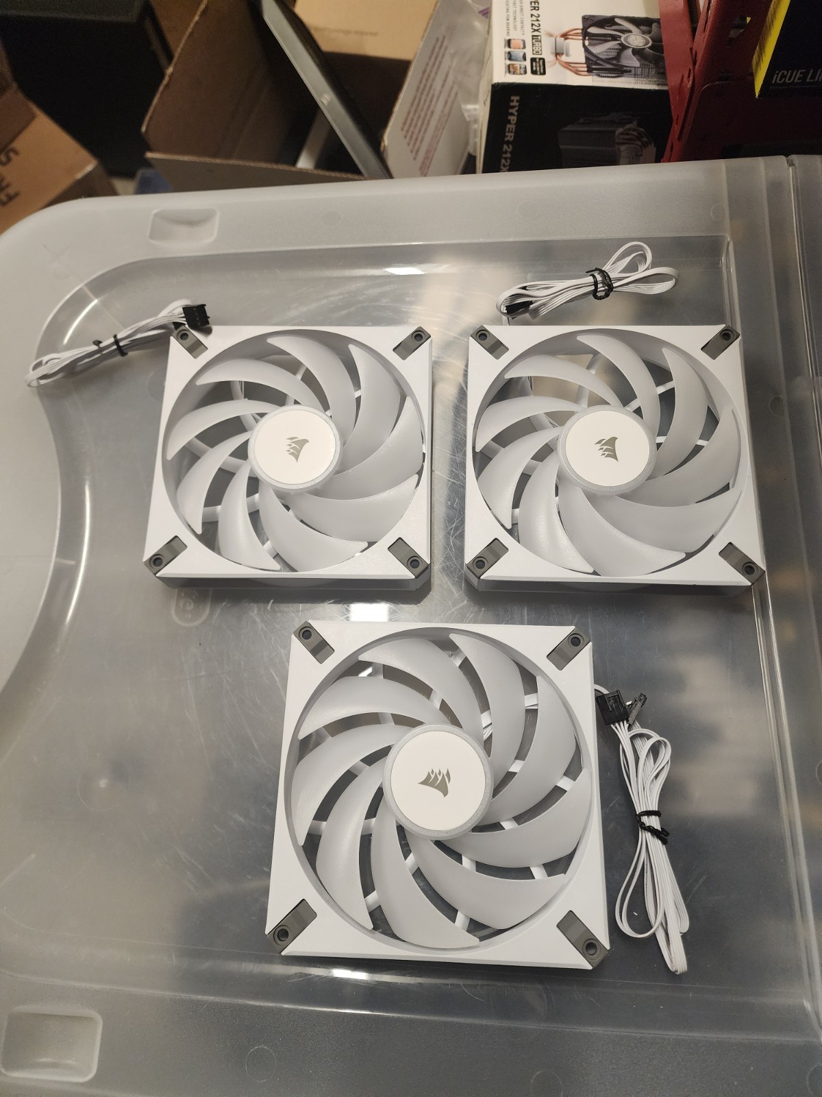 3 X Corsair AF140 RGB Elite White 140mm PWM Premium PC Fans – Never Used