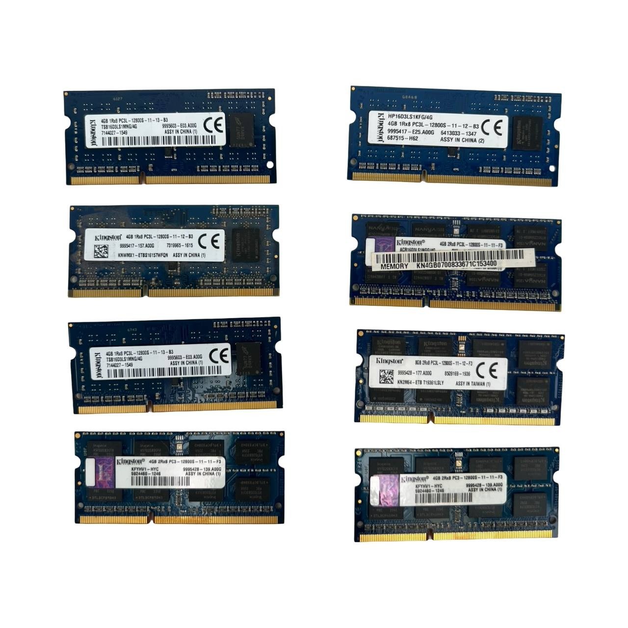 Lot of 8 – 4GB DDR3 DIMM Laptop RAM Kingston Mixed Speeds