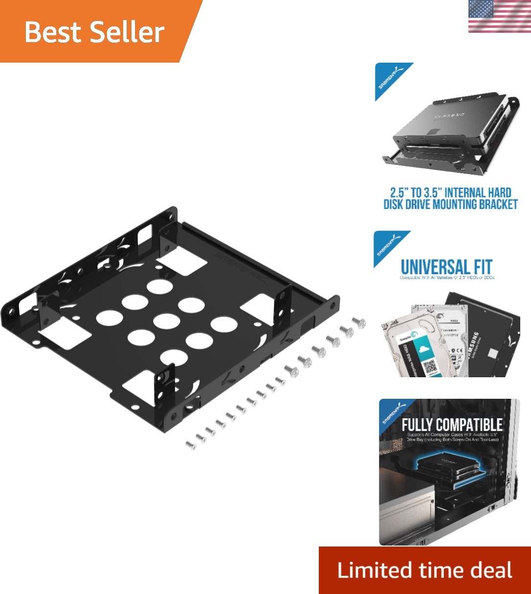 Alloy Steel 2.5″ to 3.5″ HDD Conversion Bracket with Screws – Durable & Reliable