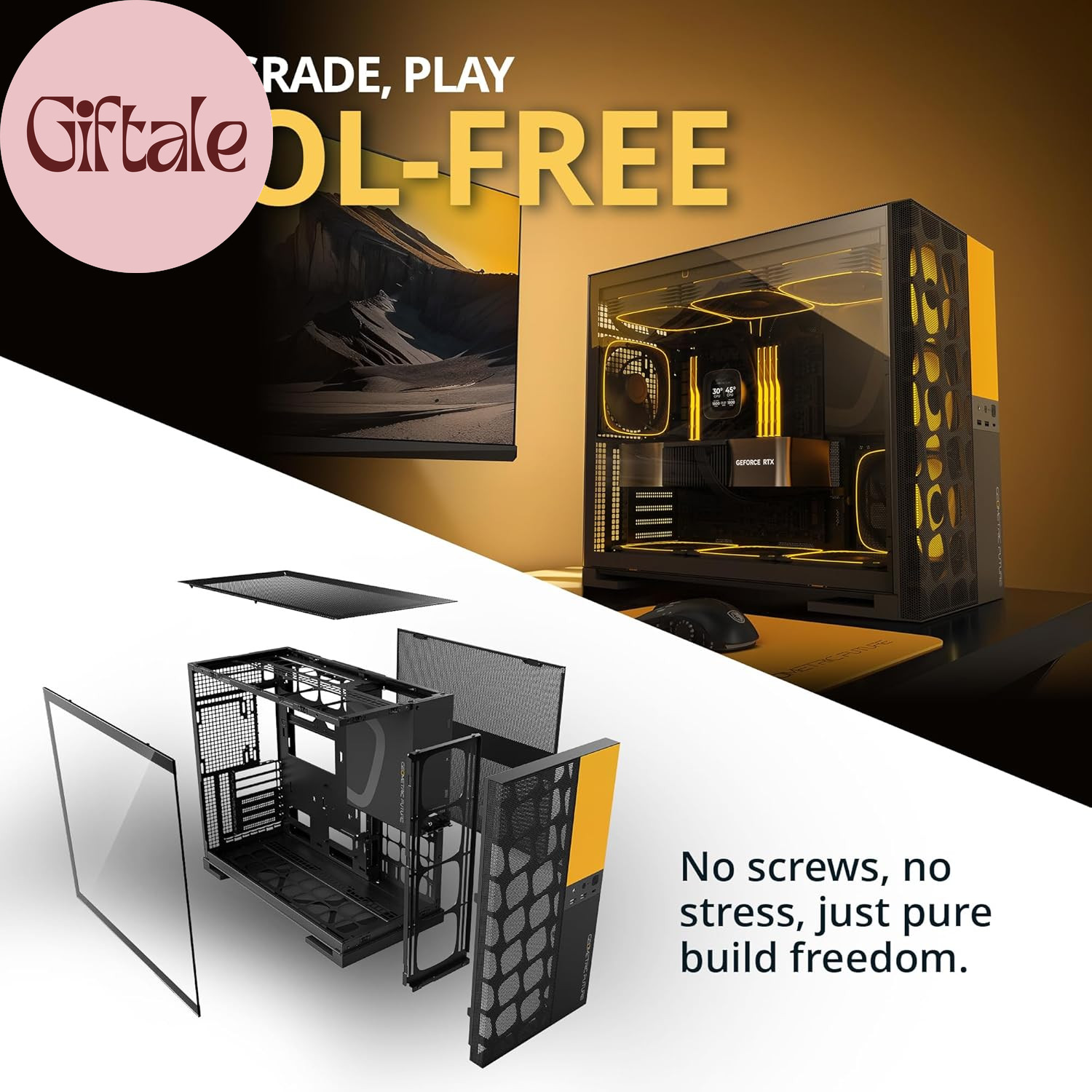 M5 Vent Mesh Front Panel Tempered Glass Mid Tower, E-ATX/ATX Gaming Case, High A