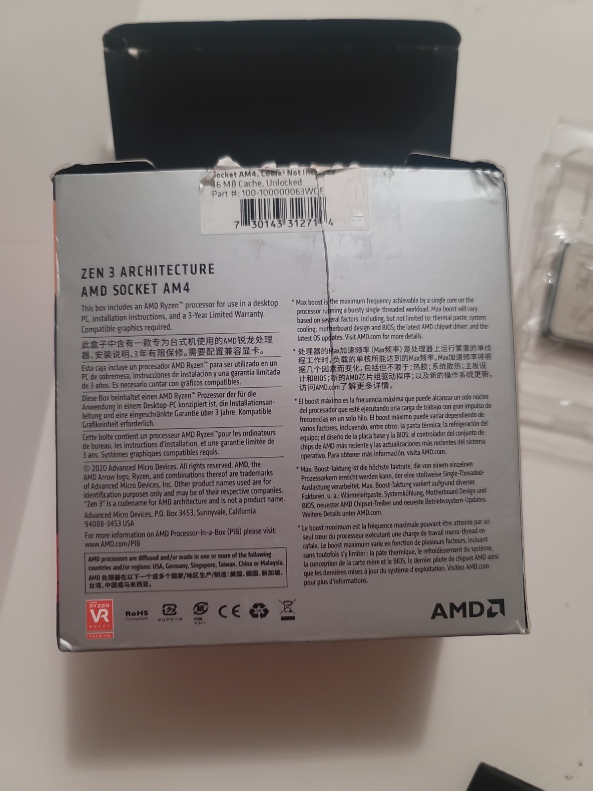 AMD Ryzen 7 5800X Processor (4.7GHz, 8 Cores, Socket AM4) Box – 100-100000063WOF