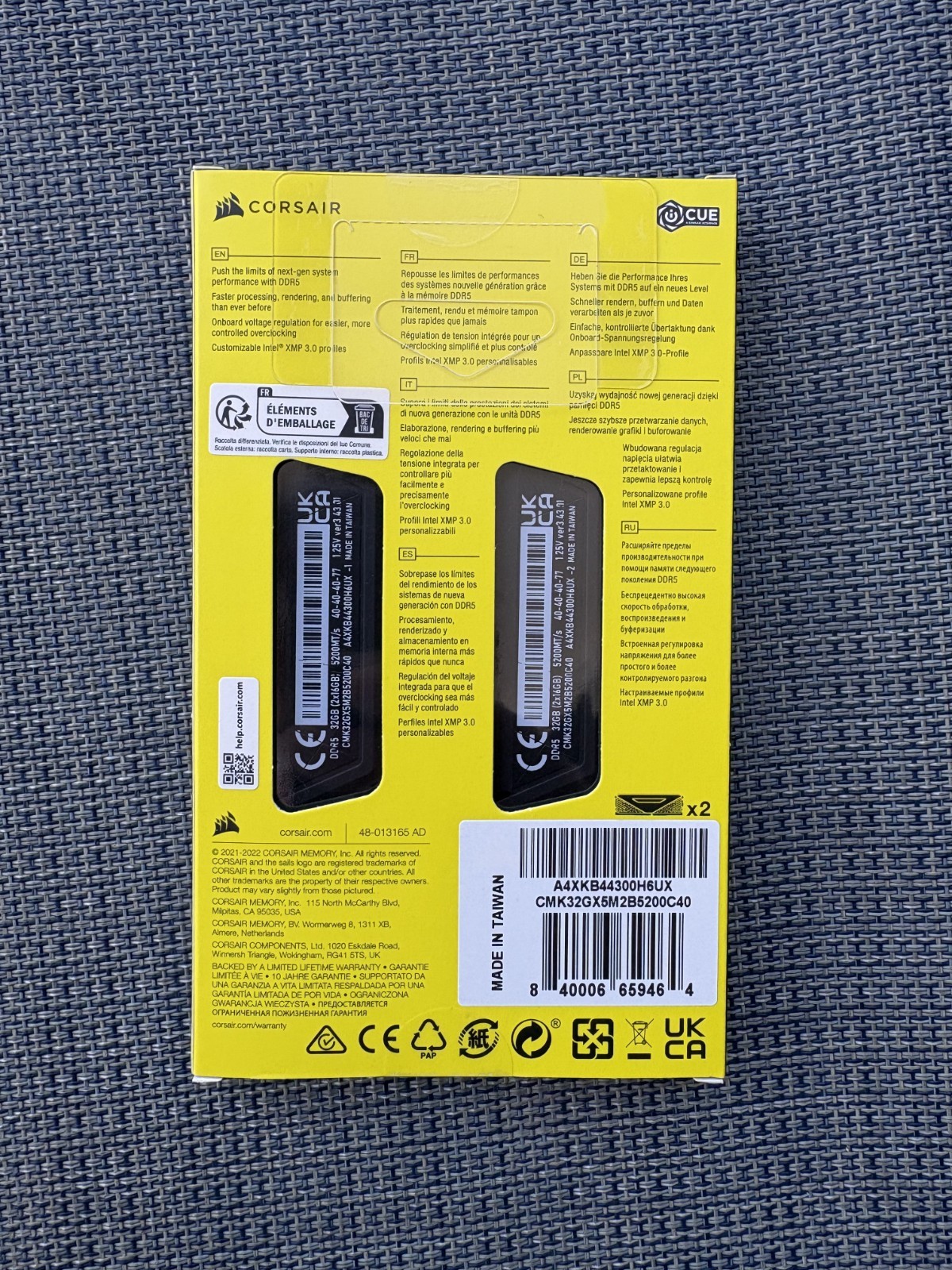 Corsair VENGEANCE 32GB (2 x 16GB) PC5-44800 (DDR5-5200) Memory…