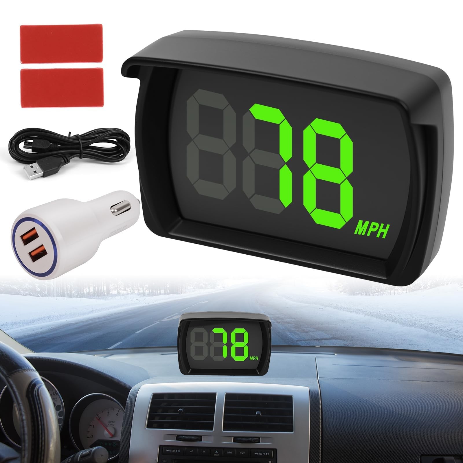 GPS Digital Speedometer for Car Universal HUD Speed Meter with LED Large MPH