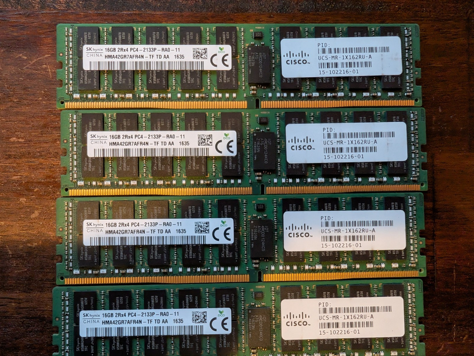 Lot of 4 SK hynix 64GB(4x16GB) PC4-2133P ECC DDR4 Server RDIMM